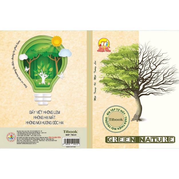 Tập học sinh 200 trang Green Nature Định lượng 80g/m2, 4 ôly