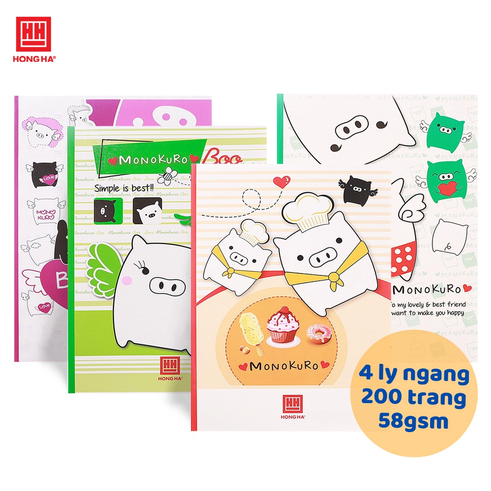 Tập sinh viên 200 trang Hồng Hà, định lượng 58g/m²- Mẫu ngẫu nhiên