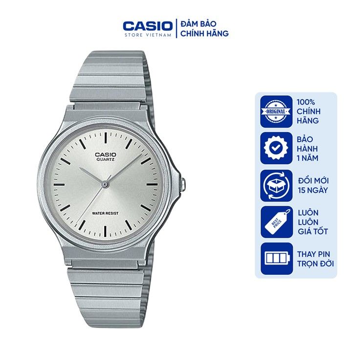 Đồng hồ Nam Casio MQ24D-7E, đồng hồ chính hãng, dây thép bạc