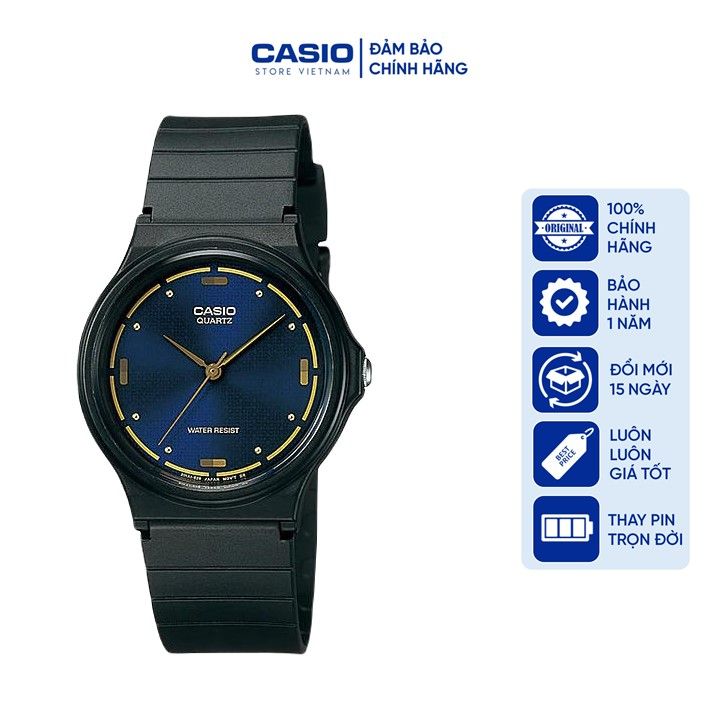 Đồng hồ Nam Casio MQ76-2A, đồng hồ chính hãng, dây silicon đen, mặt xanh