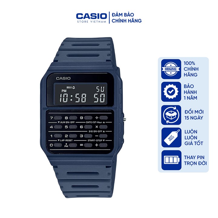 Đồng hồ Nam Casio CASIO CA-53WF-2B, mặt máy tính, màu xanh navi