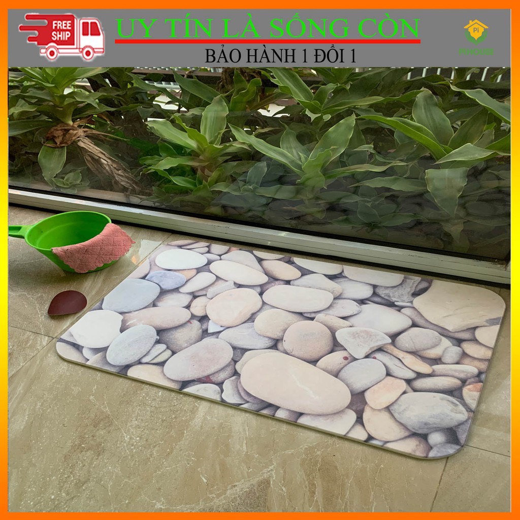 Thảm Đá Chữ Nhật Sỏi Trắng