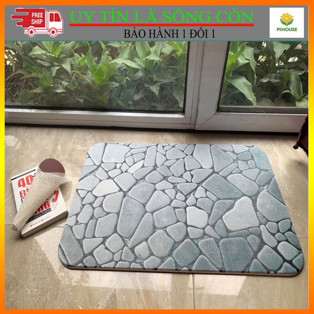 Thảm Đá Chữ Nhật Sỏi Xám