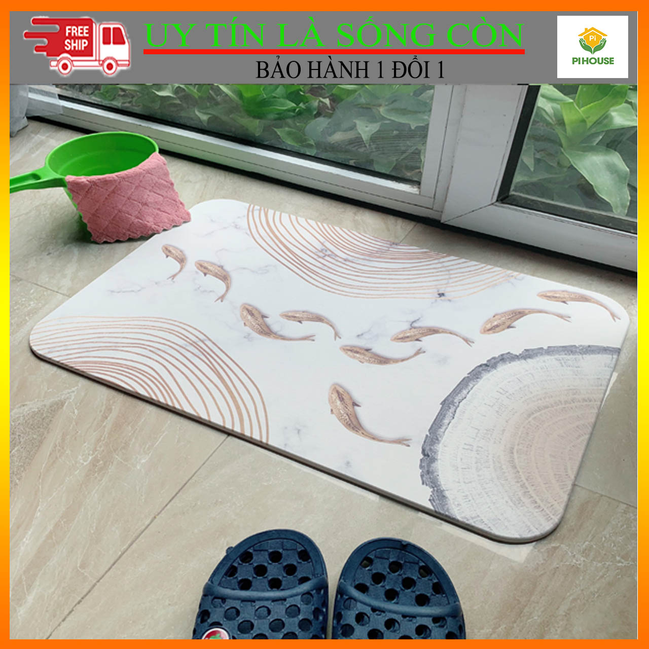 Thảm Đá Chữ Nhật Cá Koi