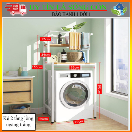 Kệ Máy Giặt Lồng Ngang 2 Tầng Gỗ Trắng