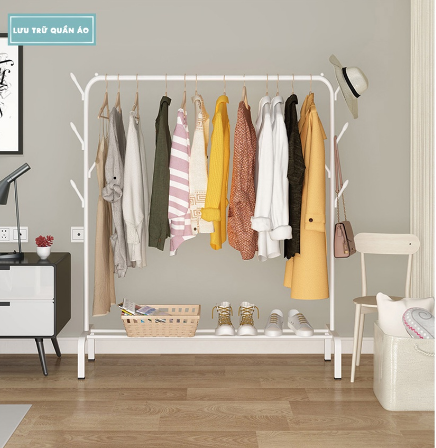 Giá Treo Quần Áo Chữ U 1K1T Có Móc Trắng