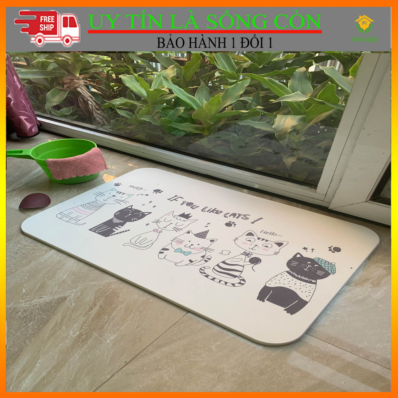Thảm Đá Chữ Nhật Mèo Con