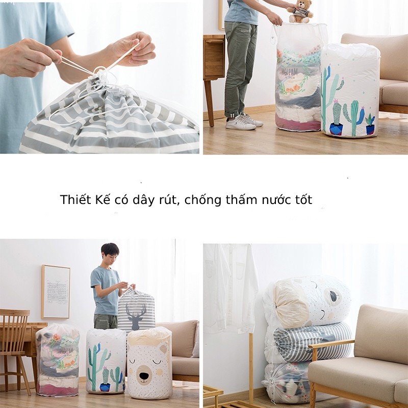 Túi Đựng Chăn Màn 100L Họa Tiết Dương Xỉ