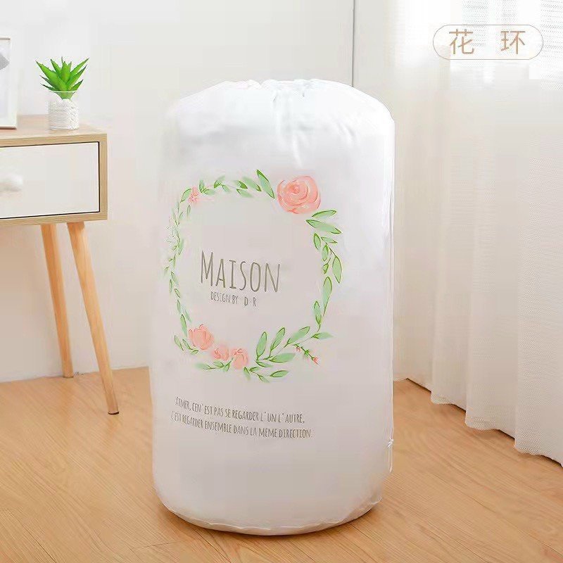 Túi Đựng Chăn Màn Quần Áo Hình Trụ cỡ Lớn Hoa Hồng