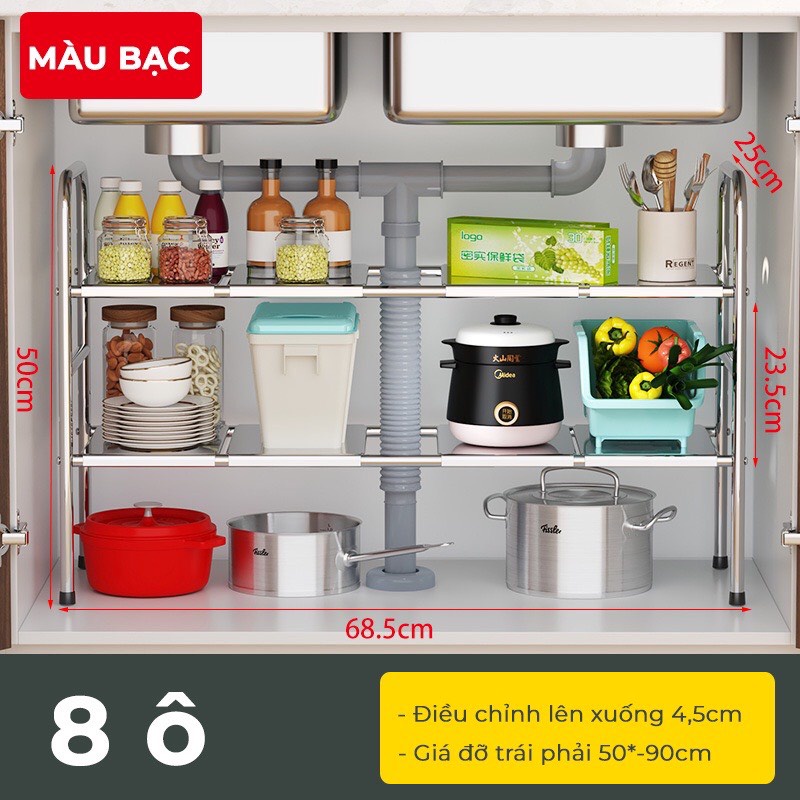 Kệ Gầm Bếp 2 Tầng 8 Tấm Inox