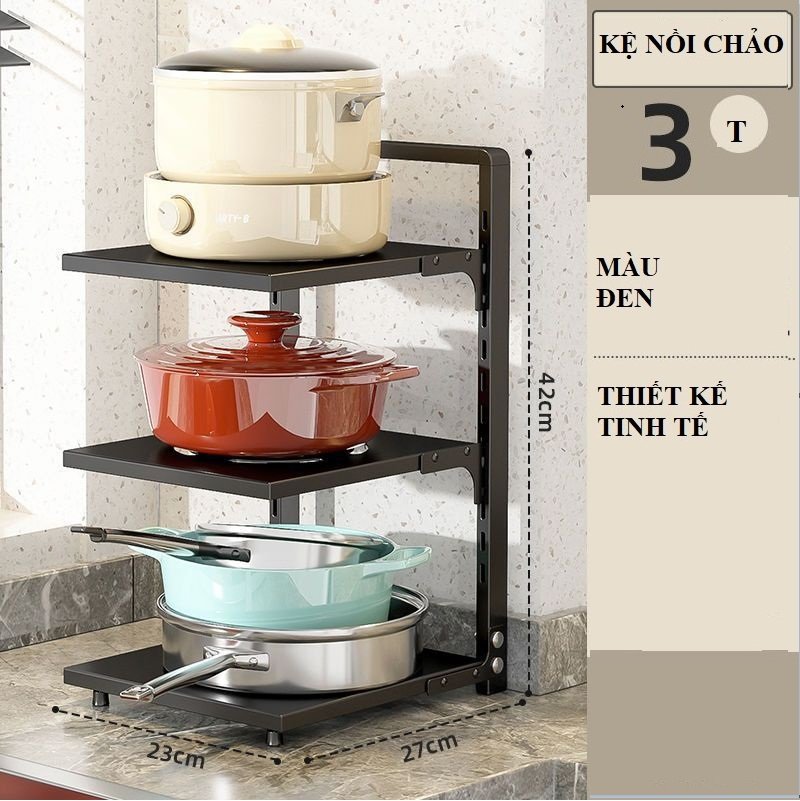 Kệ Nồi Chảo 3 tầng đen