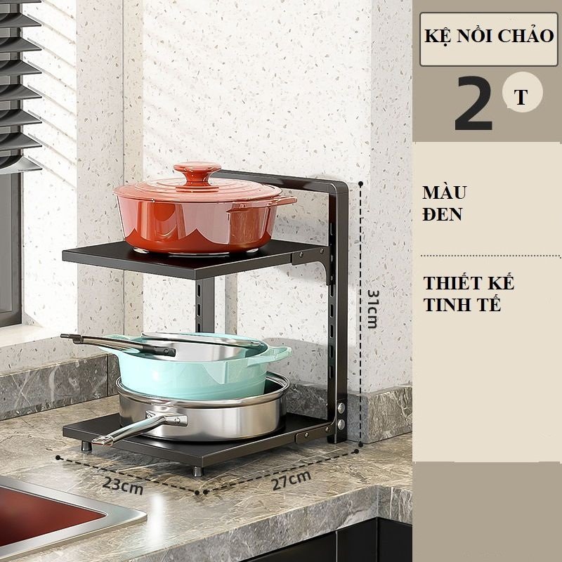Kệ Nồi Chảo 2 tầng đen
