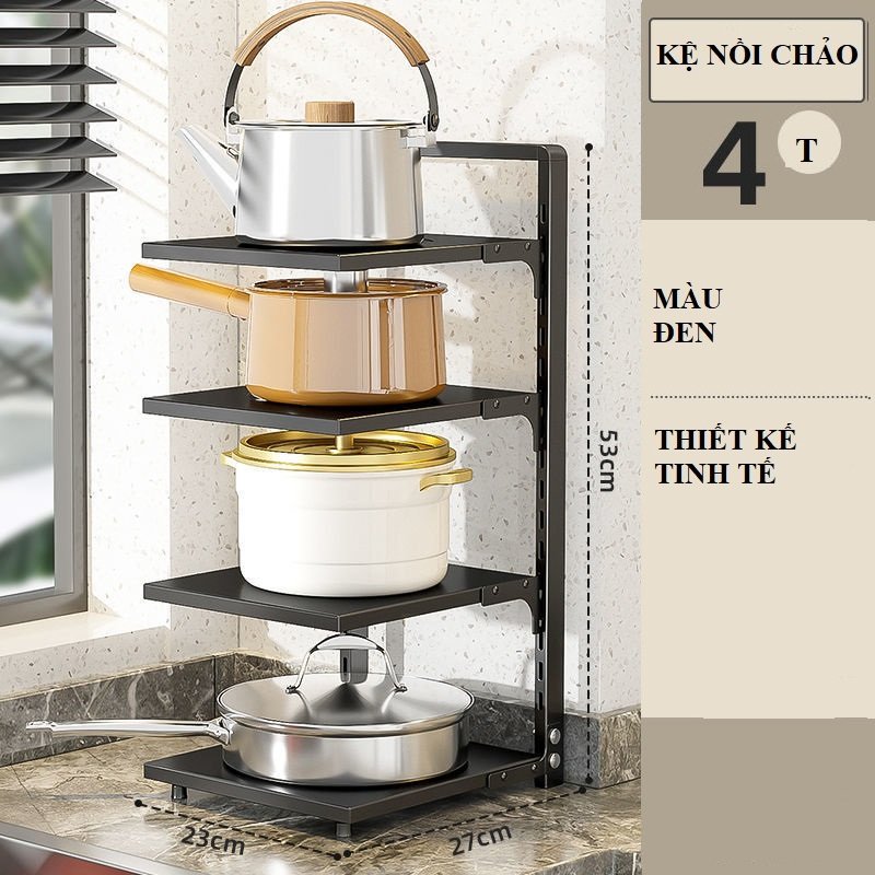 Kệ Nồi Chảo 4 tầng đen