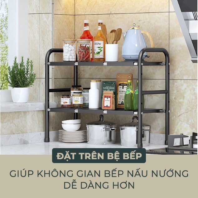 Kệ Gầm Bếp 2 Tầng 6 Tấm Đen