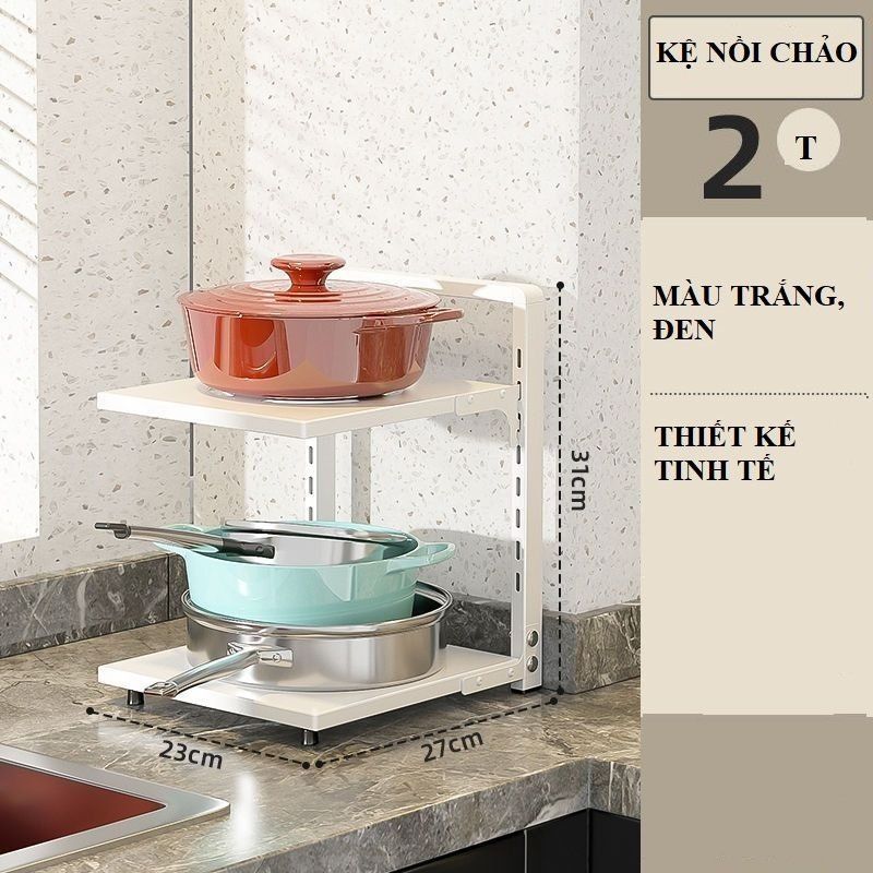 Kệ Nồi Chảo 2 tầng trắng