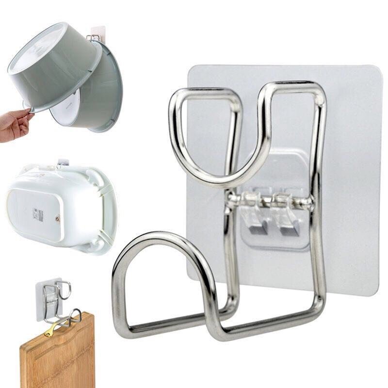 Móc treo chậu inox dán tường