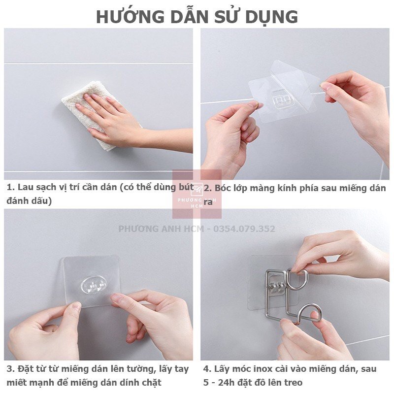 Móc treo chậu inox dán tường