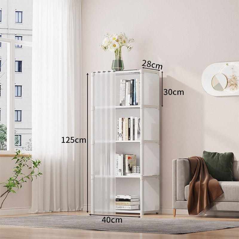 Kệ Sách 4 Ô Trắng Có Rèm