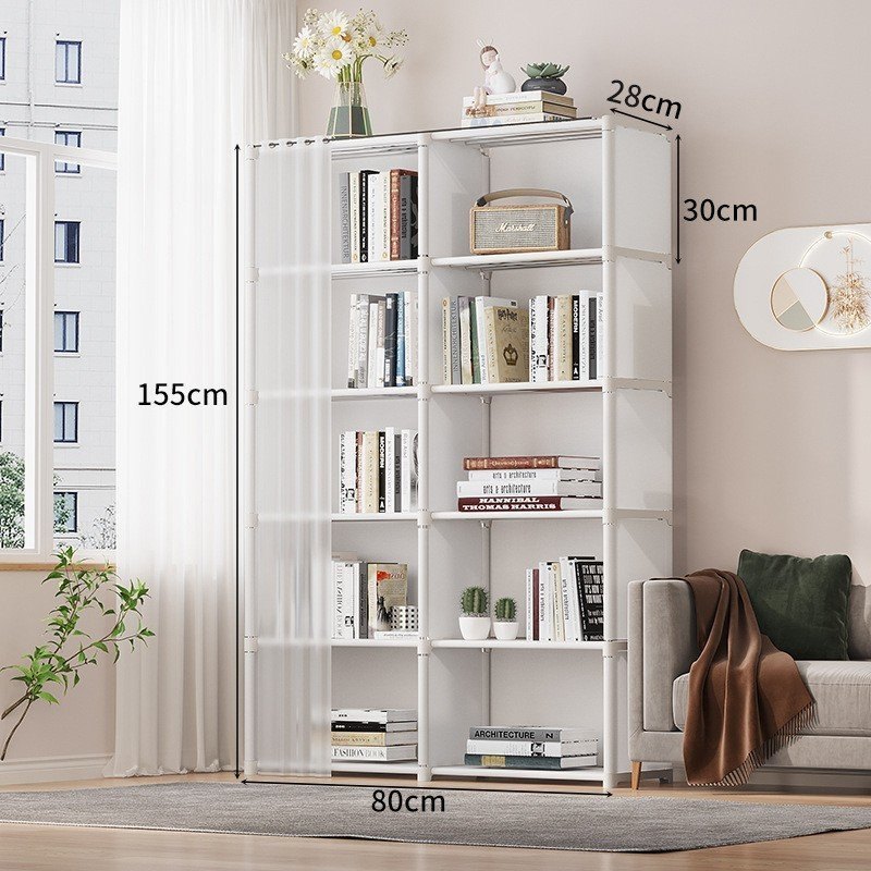 Kệ Sách 10 Ô Trắng Có Rèm