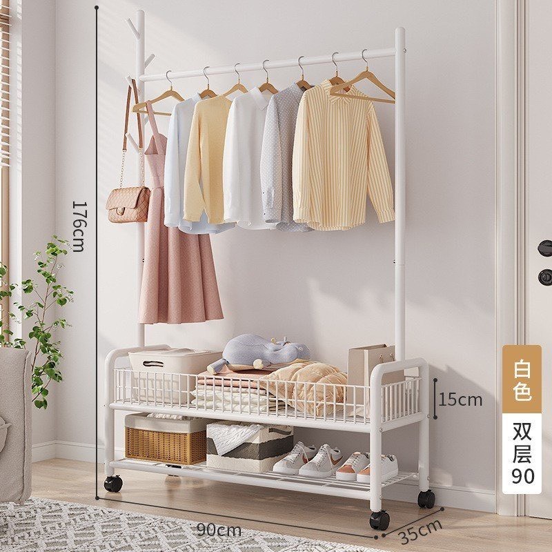 Sào Treo Quần Áo U2L90cm Có bánh Trắng