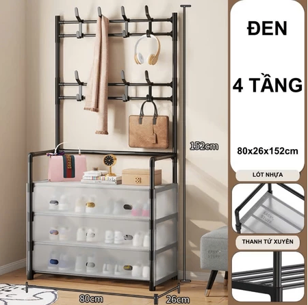 Kệ Giày L4T80 Đen Có Nắp