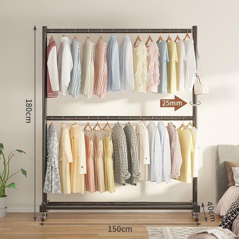 Giá Treo Quần Áo 2 Giàn Đen 150x180cm