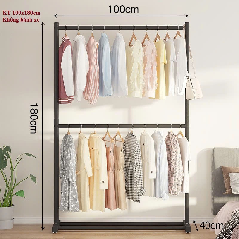 Kệ Quần Áo 2 giàn đen 100x180cm