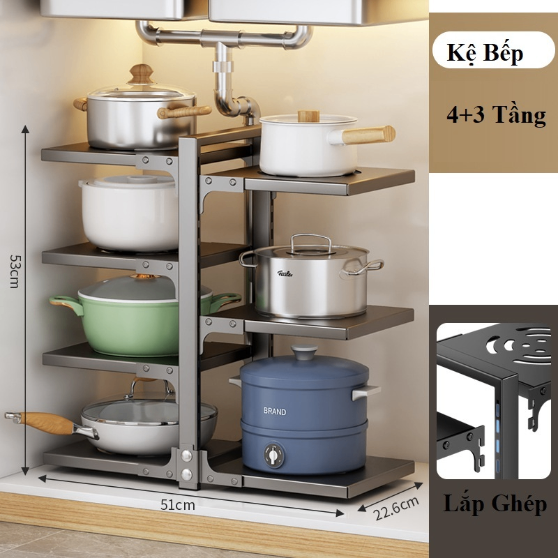 Kệ Nồi Chảo 4+3T Đen