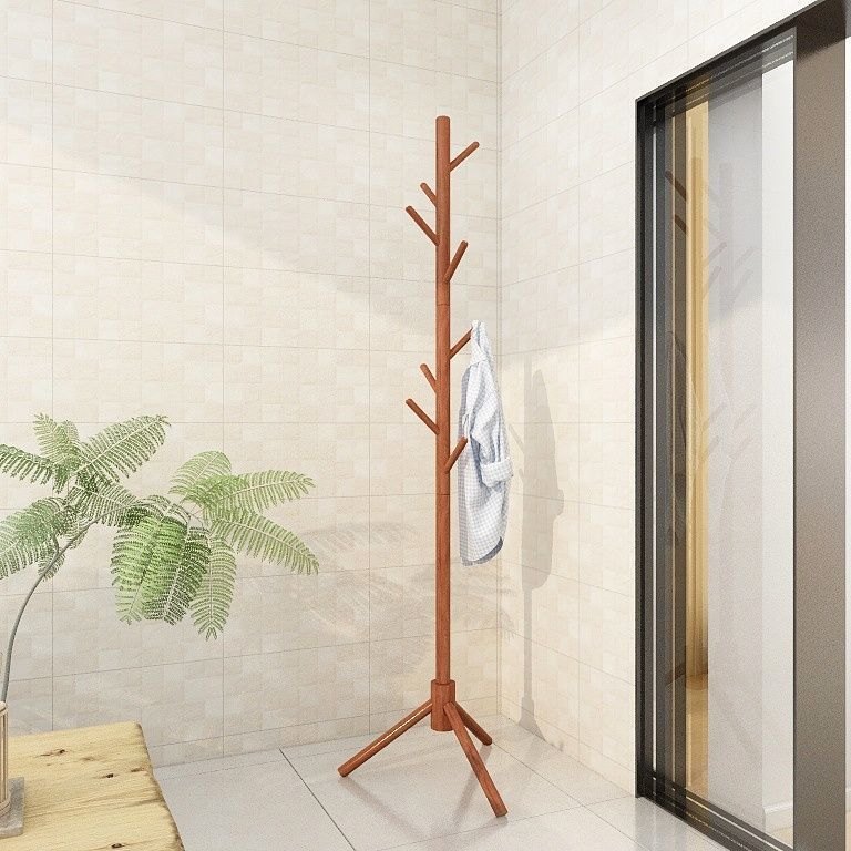 Cây Treo Mũ Gỗ Bọc Nhựa Nâu