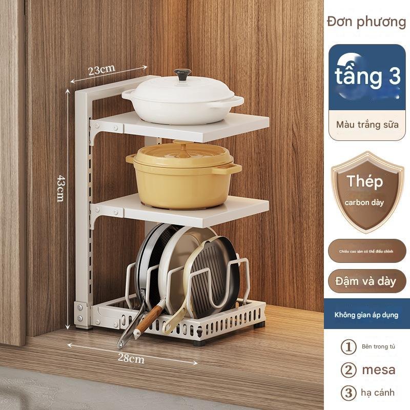 Kệ Nồi Chảo 3 Tầng Trắng Mới