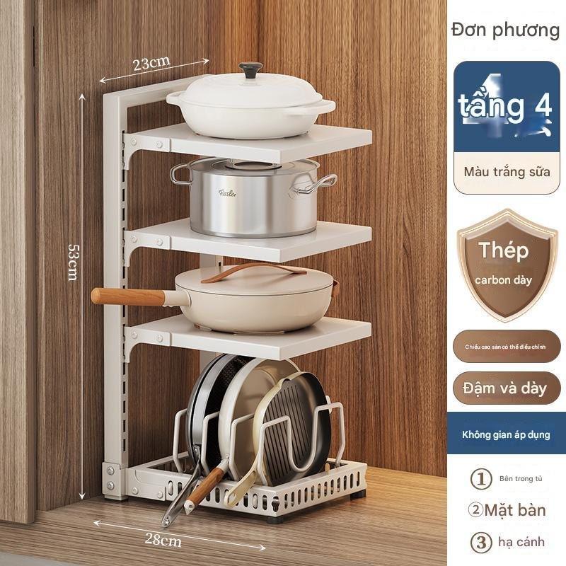 Kệ Nồi Chảo 4 Tầng Trắng Mới