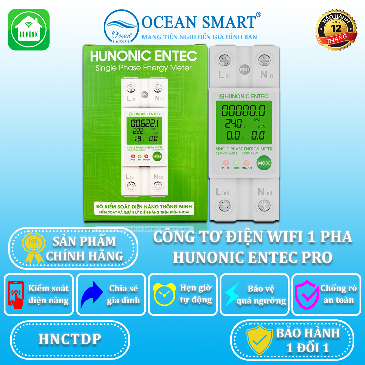 Công Tơ Điện Thông Minh Hunonic Entec - HNCTD
