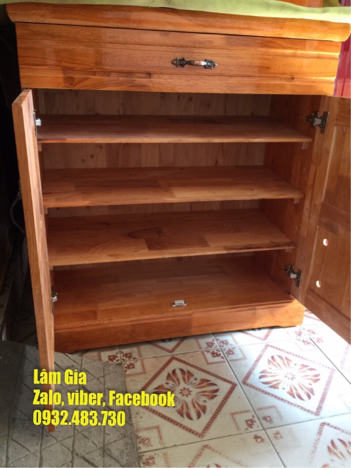 Tủ để giày dép gỗ tự nhiên ngang 80cm màu vàng