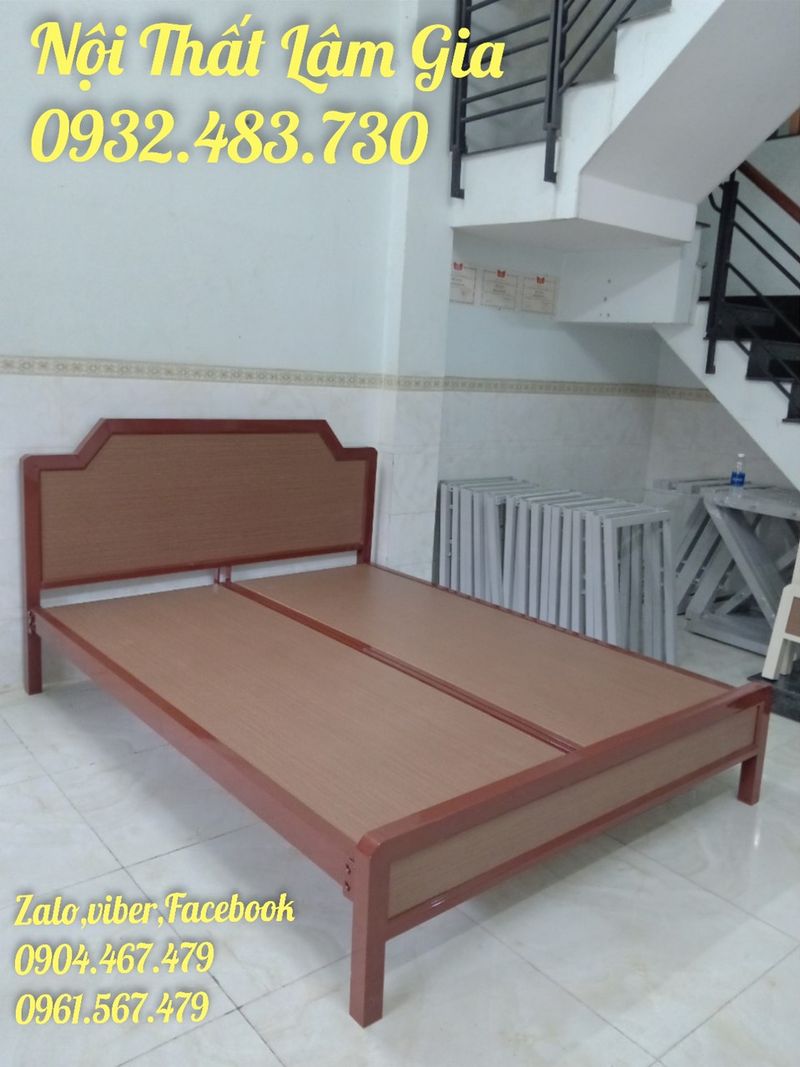 Giường Sắt Cao Cấp Vạt Giường Ván Mdf 