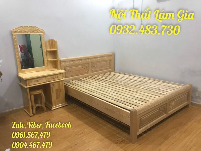 Giường gỗ sồi Nga ngang 1m2