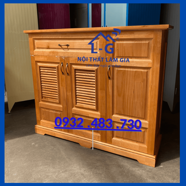 Tủ đựng giày dép gỗ tự nhiên sang bền rẻ Rộng 1m2 Lâm Gia màu nâu