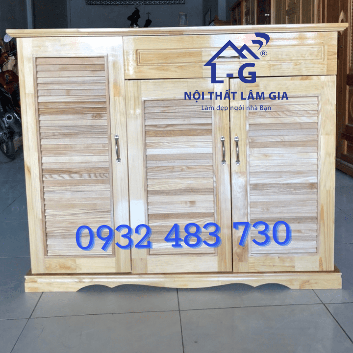 Tủ giày dép gỗ thông tự nhiên rộng 1m2 cao 1m sâu 35cm màu Vàng