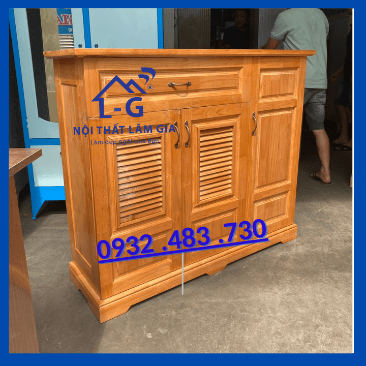 Tủ đựng giày dép gỗ tự nhiên sang bền rẻ Rộng 1m2 Lâm Gia màu nâu