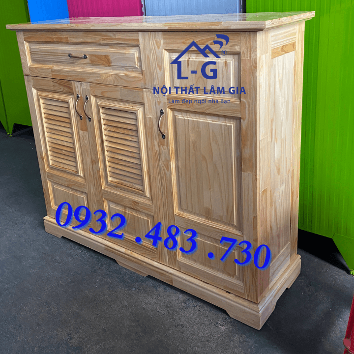 Tủ giày dép gỗ thông tự nhiên rộng 1m2 cao 1m sâu 35cm màu Vàng