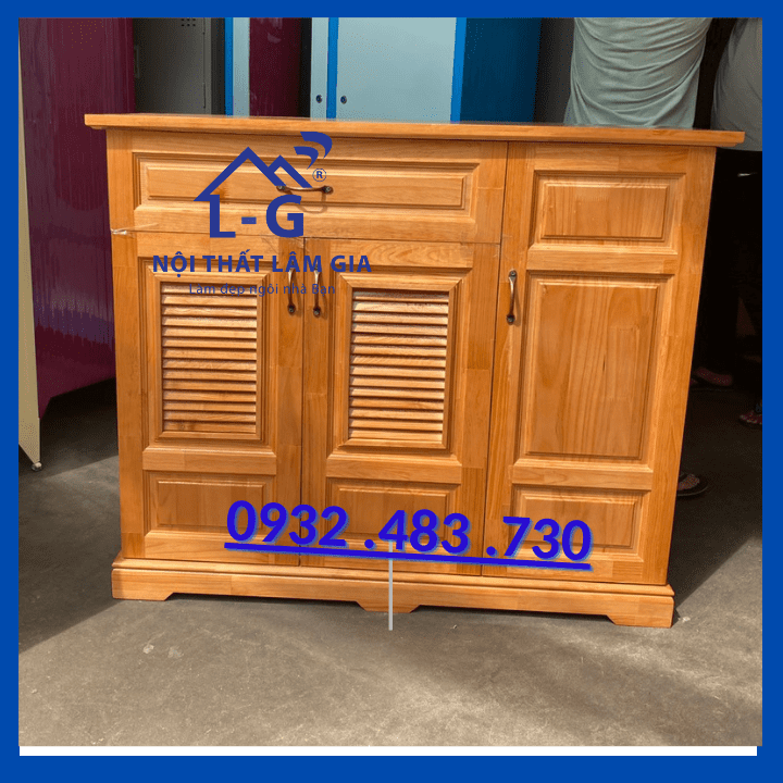 Tủ đựng giày dép gỗ tự nhiên sang bền rẻ Rộng 1m2 Lâm Gia màu nâu