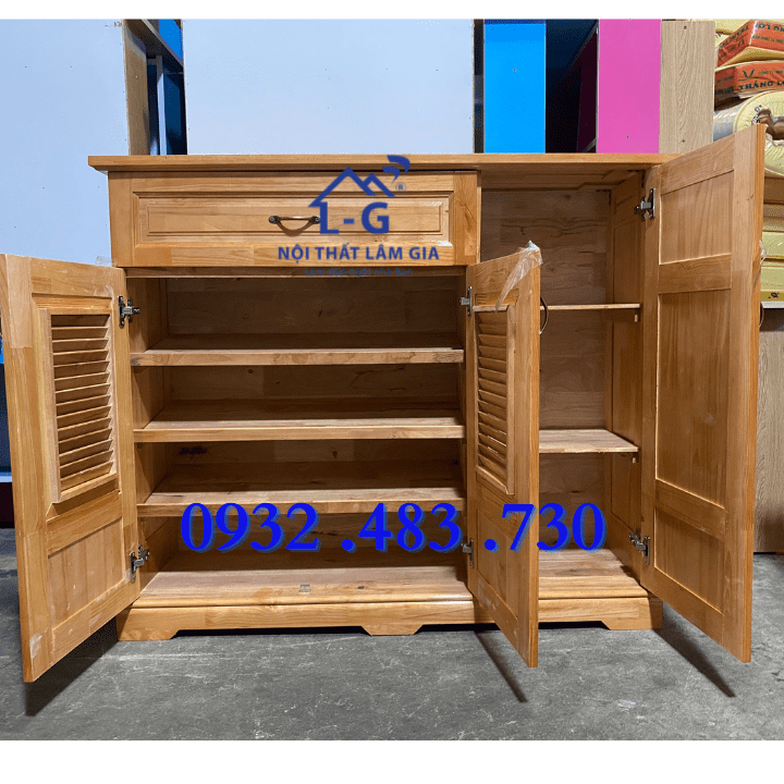 Tủ đựng giày dép gỗ tự nhiên sang bền rẻ Rộng 1m2 Lâm Gia màu nâu