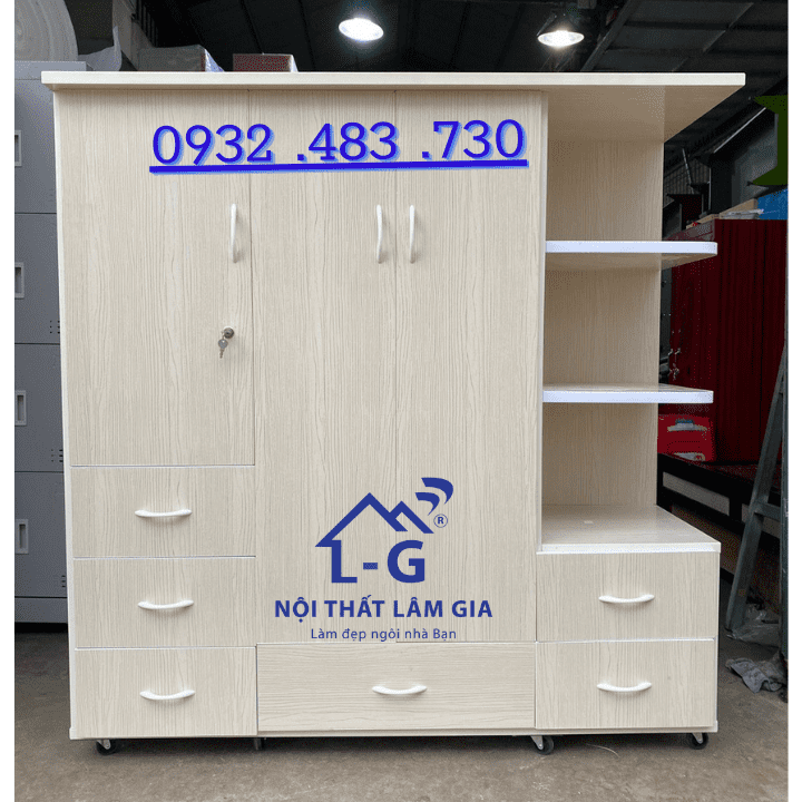 Tủ nhựa đài loan đựng quần áo kèm kệ 1m5x1m45x45 Lâm Gia