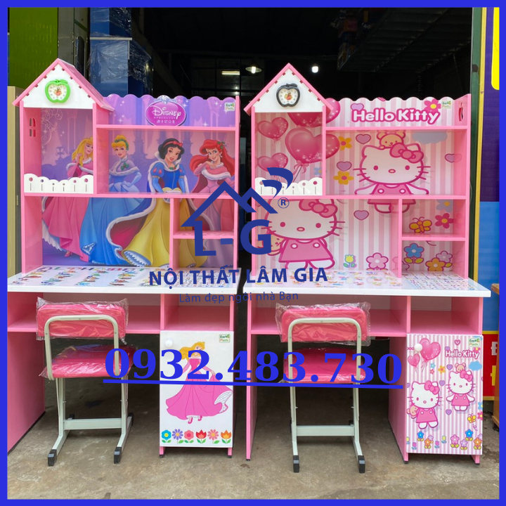 Bàn học nhựa đài loan cho bé gái in 3d công chúa Rộng -1m