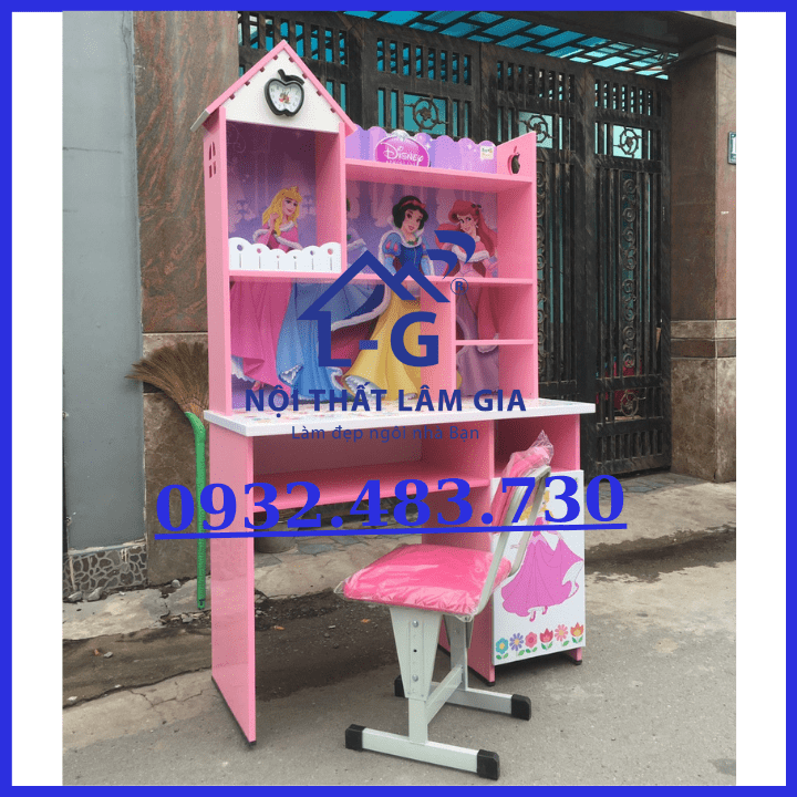 Bàn học nhựa đài loan cho bé gái in 3d công chúa Rộng -1m