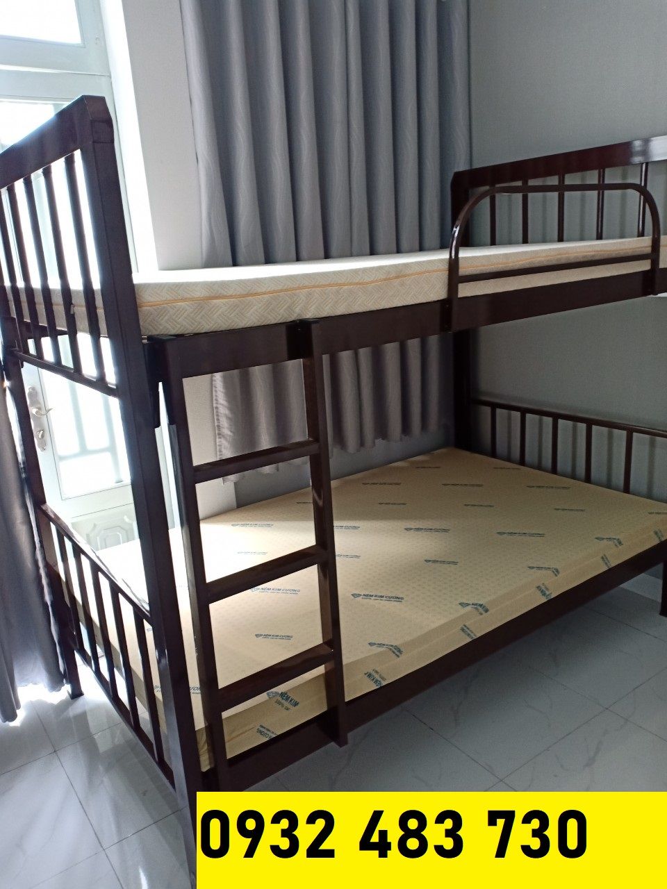 Giường tầng sắt hộp vuông tâm  trung 1m6x1m6 giá tốt