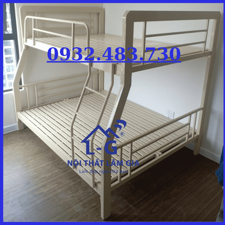 Giường tầng sắt hộp vuông chất lượng cao VA - Rộng - 1m4x1m6