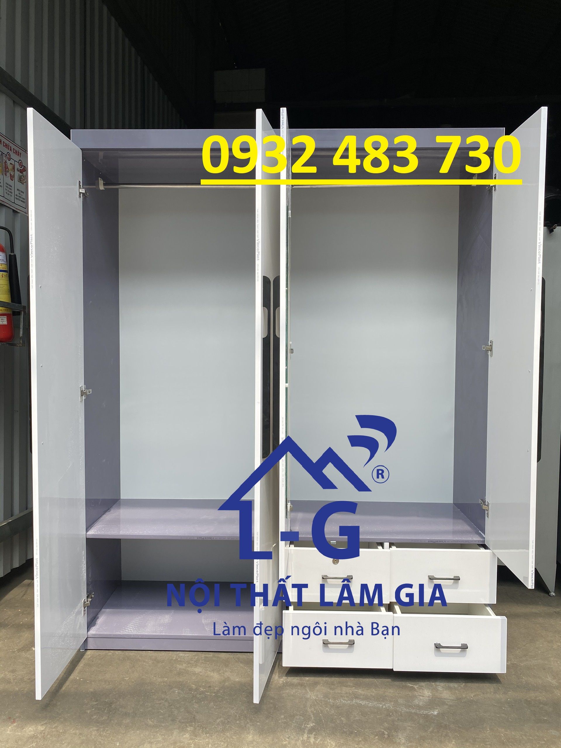 Tủ nhựa quần áo Vincoplast chính hãng Rộng - 1m60x2mx50