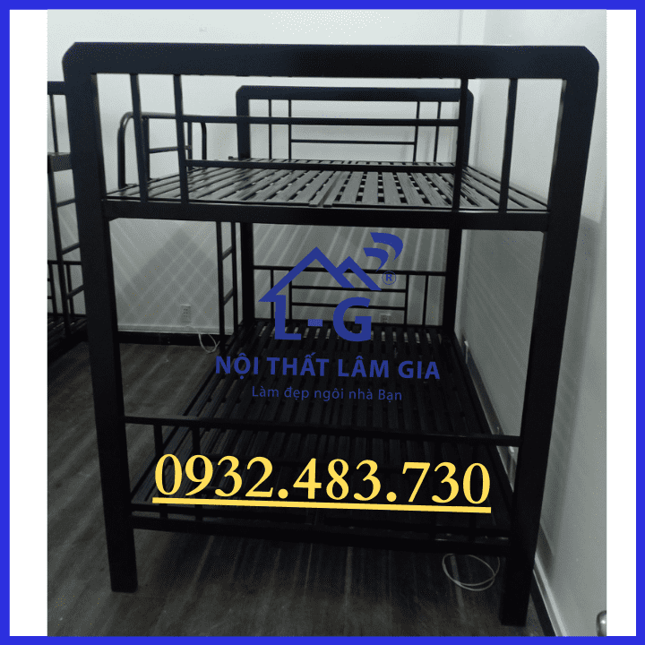 Giường tầng sắt khung vuông 48 VA Rộng - 1m4x1m4x2m