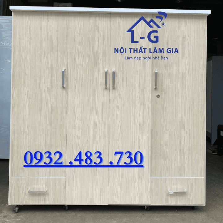 Tủ nhựa đài loan 4 cánh có gương soi Cao 1m8x1m65x45cm