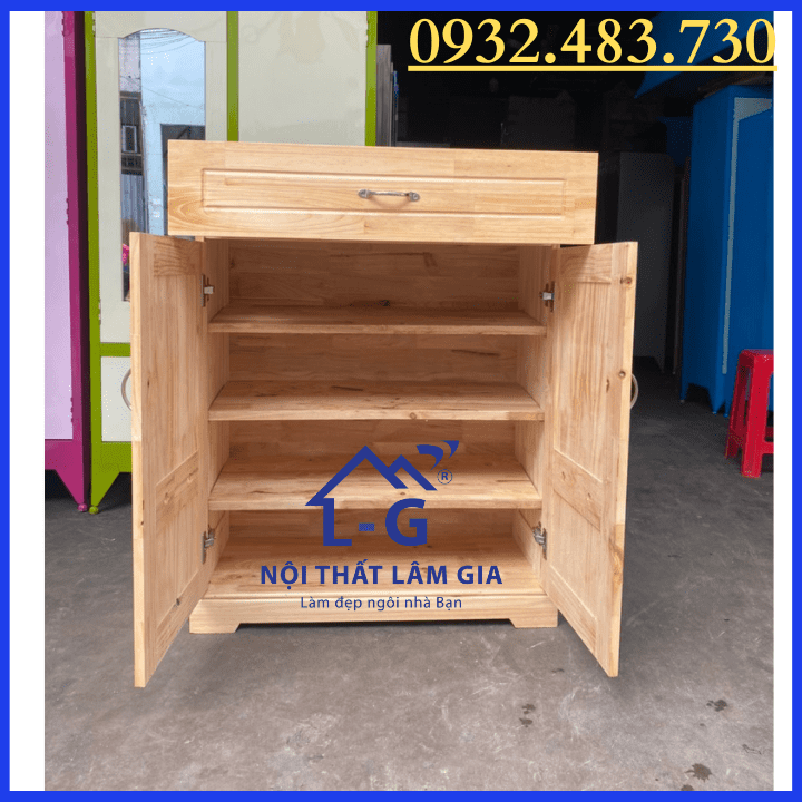 Tủ để giày dép gỗ tự nhiên ngang 80cm màu vàng